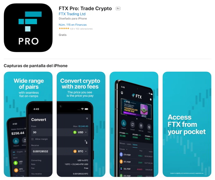 Descargar FTX Pro App para iOS, iPhone, Apple